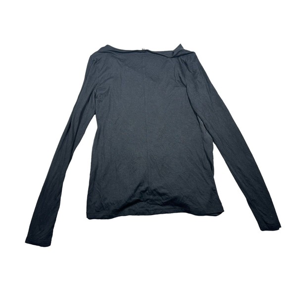 Theory Pullover Blouse Shirt Silk Blend Drape Accent Black Size Large - Picture 2 of 9